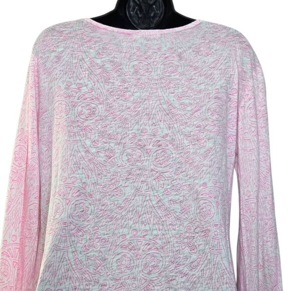 Fresh Produce Top Size Large Pink White Slub Tee Shirt - Picture 5 of 6